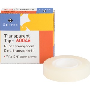 Sparco Premium Transparent Tape - 0.5" Width x 1296" Length - 1" Core - 1 Roll - Clear