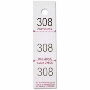 3-Part Coat Check Tickets