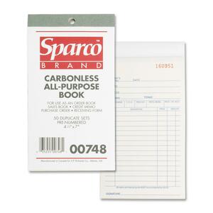 Sparco All-Purpose Duplicate Book - 50 Sheet(s) - 2 Part - Carbonless - 7" x 4.12" Sheet Size - 1Each