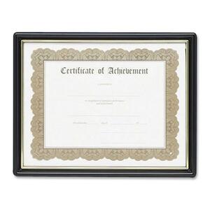 Sparco Framed Certificate - 11" x 8.5" Insert - Plastic, Plastic - Black, Gold