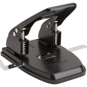Sparco Two-Hole Punch - 2 Punch Head(s) - 20 Sheet Capacity - 0.25" - Black