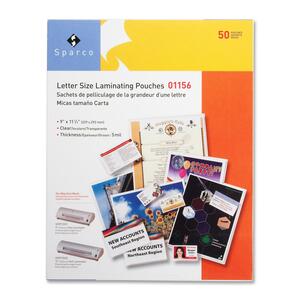 Sparco Pre-Trimmed Laminating Pouch - 11.5" Width x 9" Length x 5mil - Pre-trimmed - 50 / Box - Clear