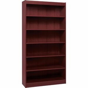 Lorell Panel End Hardwood Veneer Bookcase - 36" x 12" x 84" - Wood - 7 x Shelf(ves) - Mahogany