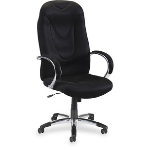 Lorell Airseat High-Back Fabric Chair - Aluminum Frame - Fabric Black Seat
