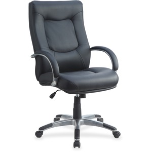 Lorell Stonebridge Leather Executive High-Back Chair - Leather Black Seat