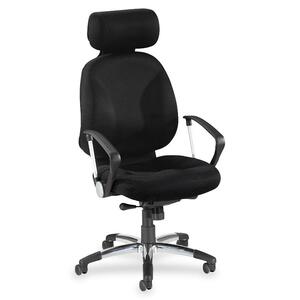 Lorell Airseat Executive Fabric Swivel Chair - Aluminum Frame - Fabric Black Seat