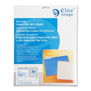 Elite Image Filing Label - 0.66" x 3.43" - 750 x Label - White