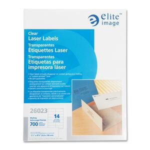 Elite Image Mailing Label - 1.33" x 4.25" - 700 x Label - Clear