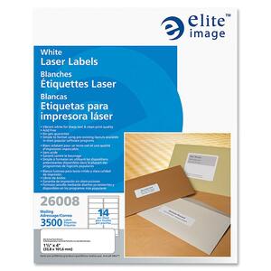 Elite Image 26008 White Mailing Laser Labels - 1.33" Width x 4" Length - Permanent - 3500 / Pack - White