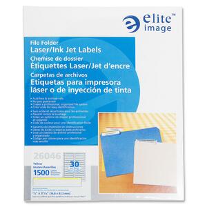 Elite Image 26046 Filing Label - 0.66" Width x 3.43" Length - 30/Sheet - Permanent - 1500 / - Yellow