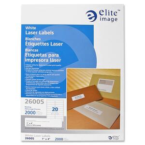 Elite Image White Mailing Laser Label - 1" Width x 4" Length - Permanent - 2000 / Pack - White