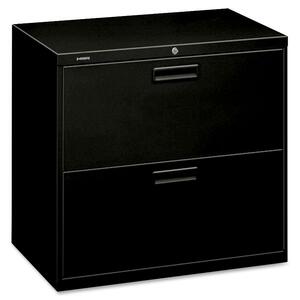 HON 500 Series 30" Wide Lateral Files - 30" x 19.25" x 28.38" - Steel - 2 x File Drawer(s) - Legal, Letter - Security Lock, Leveling Glide - Black
