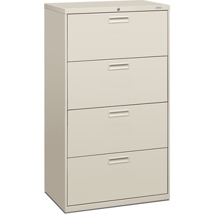 HON 500 Series 30" Wide Lateral File - 30" x 19.25" x 53" - Steel - 4 x File Drawer(s) - Letter - Interlocking, Leveling Glide - Light Gray