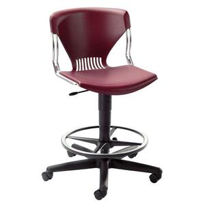 HON Olson Lab/Task Shell Stool - Steel Frame - 26.5" x 26.5" x 46" - Polymer Garnet Seat