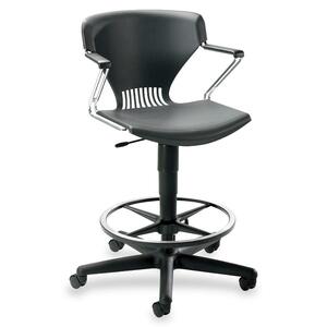 HON Pneumatic Height Stool With Arms - Steel Frame26.5" x 26.5" x 46" - Polymer Lava Seat