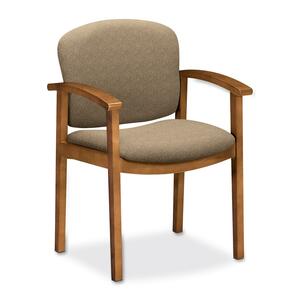 HON Invitation 2111 Single Rail Arm Chair - Wood Medium Oak Frame23.5" x 18.5" x 33" - Oatmeal Seat
