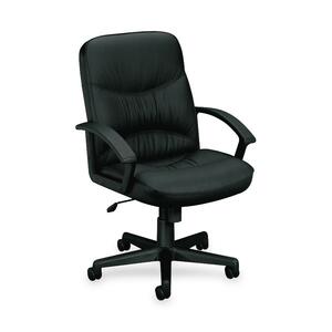 Basyx VL642 Managerial Mid Back Chair - Metal Black, Steel Frame26" x 28.5" x 42" - Leather Black Seat