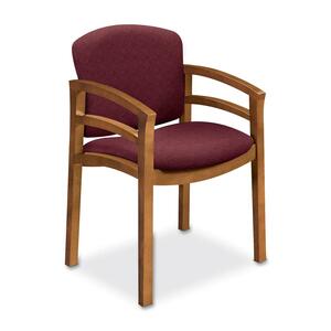 HON Invitation 2112 Double Rail Arm Chair - Wood Medium Oak Frame23.5" x 18.5" x 33" - Polyester Wild Rose, Nylon Wild Rose Seat