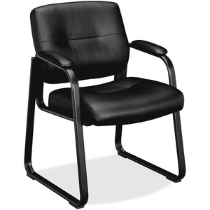 Basyx VL693 Guest Chair - Metal Black, Steel Frame24.75" x 26" x 33.5" - Leather Black Seat