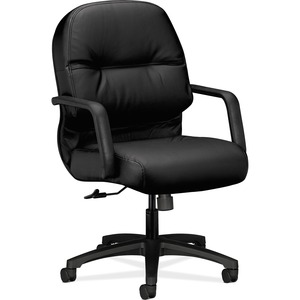 Managerial Mid-Back Chair,26-1/4"x28-3/4"x41-3/4",BK Lthr