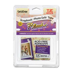 Brother Adhesive Laminated Tape - 0.5" Width x 314" Length - 0.5" Core - Acid-free - 1 Each - White