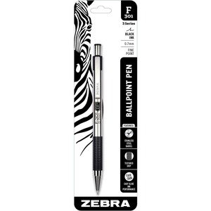 Zebra Pen F-301 Stainless Steel Pen - 1 mm Pen Point Size - Black Ink - Steel Barrel - 1 Pack
