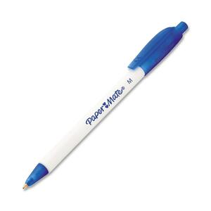 Paper Mate Retractable Pen - Blue Ink - White Barrel - 12 / Dozen