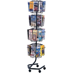 32 Compartment Charcoal Rotary Wire Brochure Display Stand