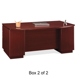 Bush Milano Double Pedestal Bow Front Desk - 71" Width x 36" Depth x 29.62" Height - Double - Cherry