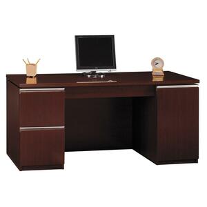 Bush Milano 66" Kneespace Credenza - 66" Width x 23.35" Depth x 30.47" Height - 2 Drawer - Pressboard - Harvest Cherry