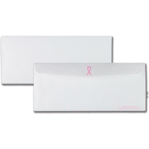 Quality Park Breast Cancer Business Envelope - #10 (4.12" x 9.5") - 24lb - Wove/ Box - White