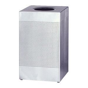 United Receptacle Designer Line Silhouette Open Top Receptacle - 61L Capacity - Square - 8.5" Opening Diameter - 25" Height x 14.75" Width x 14.75" Depth - Steel - Stainless Steel