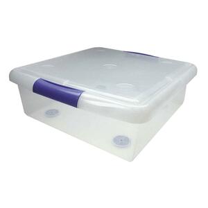 Iris Stor 'N' Glide Storage Box - External Dimensions 6.25" Height x 18" Width x 28.5" Depth - Polypropylene - Clear