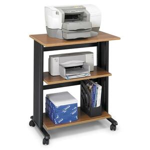 Safco 1881MO 3 Level Adjustable Printer Stand - Steel - Medium Oak, Black