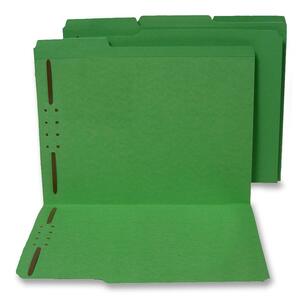 SJ Paper WaterShed & CutLess Colored File Folder - Letter - 8.5" x 11" - 1/3 Tab Cut - 2 Fastener - 2" Capacity - 50 / Box - 12.5pt. - Green