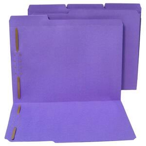 SJ Paper WaterShed & CutLess Colored File Folder - Letter - 8.5" x 11" - 1/3 Tab Cut - 2 Fastener - 2" Capacity - 50 / Box - 11pt. - Purple