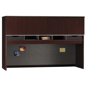 Bush Milano 66" Credenza Hutch - 66" Width x 15.35" Depth x 43" Height - Pressboard - Harvest Cherry