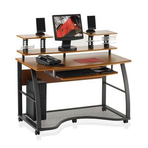 Lorell Mobile Workstation - Rectangle - 2 Shelf, 1 x 41.5" - Steel - Cherry
