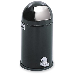 Safco Step-On Dome Receptacle - 34L Capacity - Round - 13.25" Opening Diameter - 25" Height13.25" Depth - Steel - Black