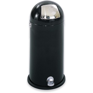 Safco Step-On Dome Receptacle - 57L Capacity - Round - 16.75" Opening Diameter - 35" Height16.75" Depth - Steel - Black
