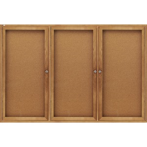 Quartet Oak Frame Bulletin Board - 4ft x 6ft - Cork Surface - Oak Frame - Gray