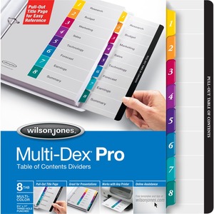 Wilson Jones Multidex Numbered Index Divider - 8 x Tab Printed 1 - 8 - 8 Tab(s)/Set - 8.5" x 11" - 1 Set - Multicolor Tab