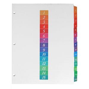 Wilson Jones Multidex Numbered Index Divider - 15 x Tab Printed 1 - 15 - 15 Tab(s)/Set - 8.5" x 11" - 1 Set - Multicolor Tab