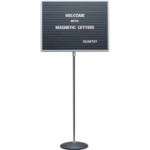 Quartet Adjustable Standing Magnetic Letterboard - 18" x 24" - Magnetic Surface - Chrome Frame - Gray
