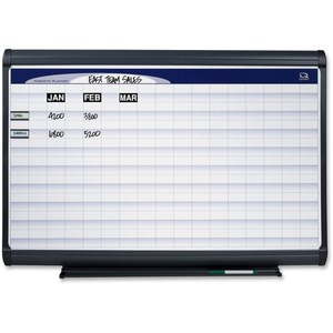 Quartet Magnetic Wall Planner - 48" x 36" - Porcelain - Graphite, Aluminum