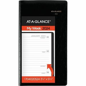 At-A-Glance Designer Pocket Planner - Weekly - 3.25" x 5.75" - January till December - 1 Week Per 2 Page(s) - Leather Cover - Black
