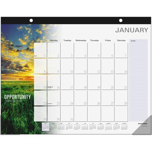 At-A-Glance Motivational Monthly Desk Pad Calendar - Monthly - 22" x 17" - January till December - Vinyl Corner - Black