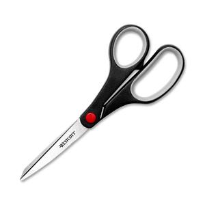 Westcott Softgrip Bent Handle Shear - 3.5" Cutting Length - Pointed - Bent-left/right - Steel, Rubber - Black, Silver