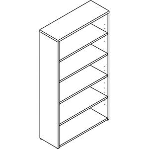 Basyx Five-Shelf Bookcase - 35.62" x 13" x 66" - Wood, Particleboard - 5 x Shelf(ves) - Abrasion Resistant, Scratch-resistant, Leveling Glide - Mahogany