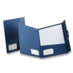 Esselte Oxford Braxton Executive Pocket Folder - Letter - 8.5" x 11" - 0.5" Capacity - 4 / Pack - Blue, Gold